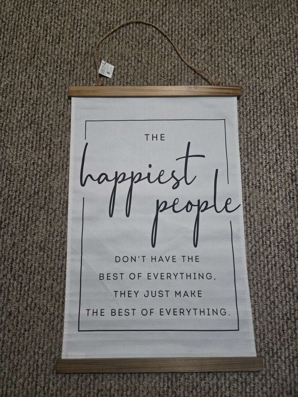 Neutral 'Happiest People' Wall Hanging - Canvas Sign